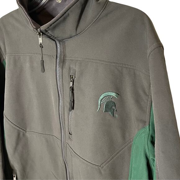 Michigan State MSU Mens Softshell Jacket Embroidered Logo Gray Size Large - Picture 2 of 6